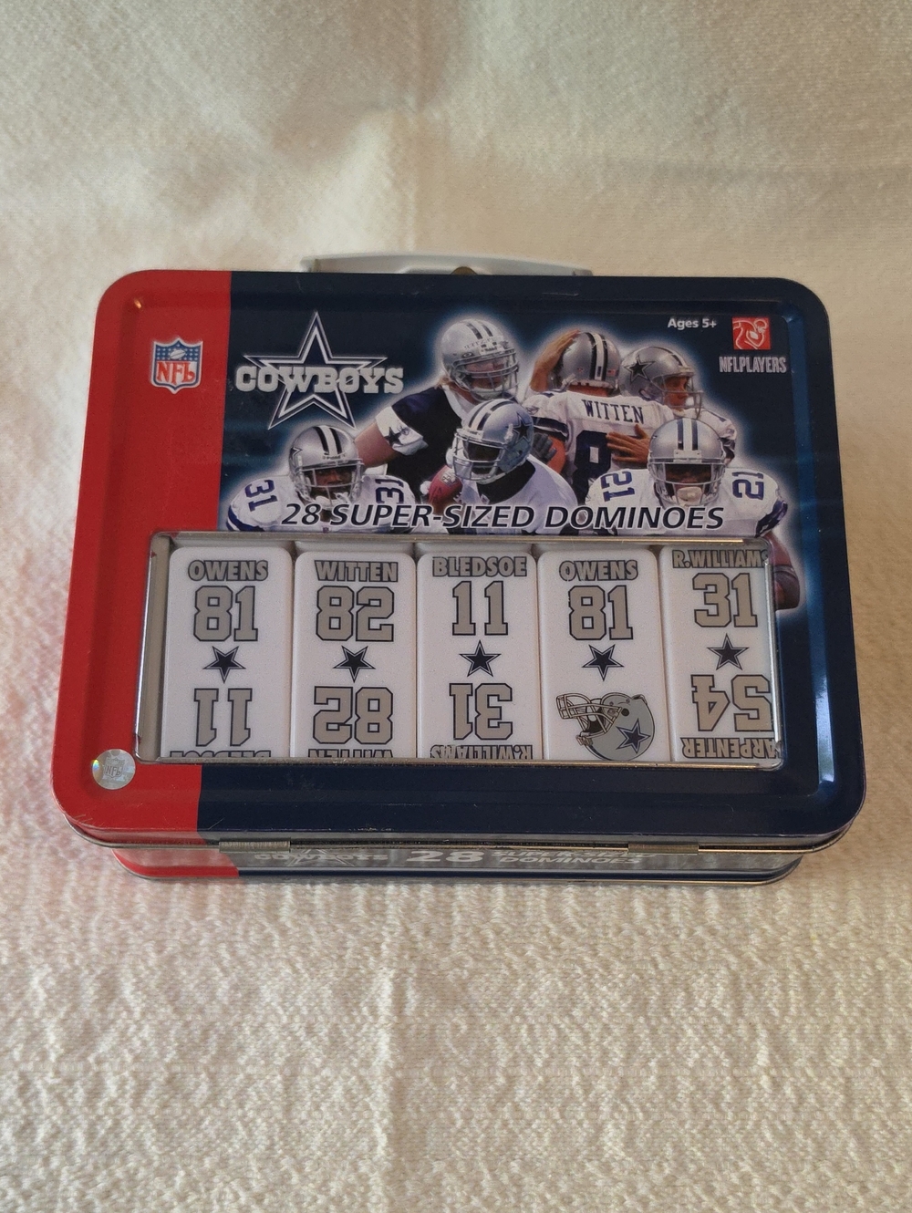 NFL Cowboys Super-Sized Dominoes Tin - Blue & Red